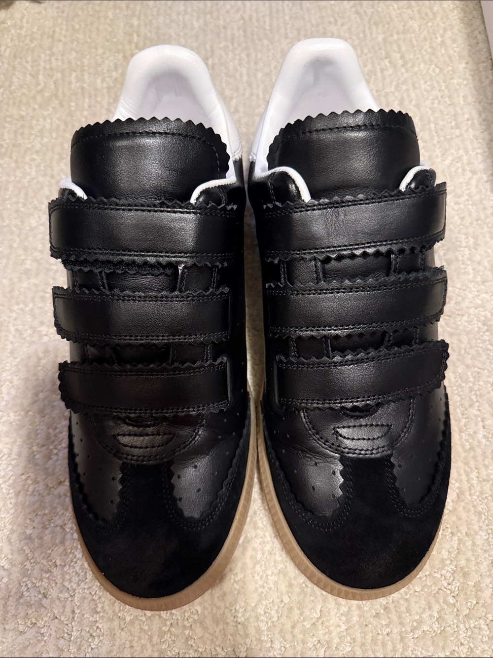 Isabel Marant Beth Black and White Leather Sneakers with Gum Sole -size 39 (9)